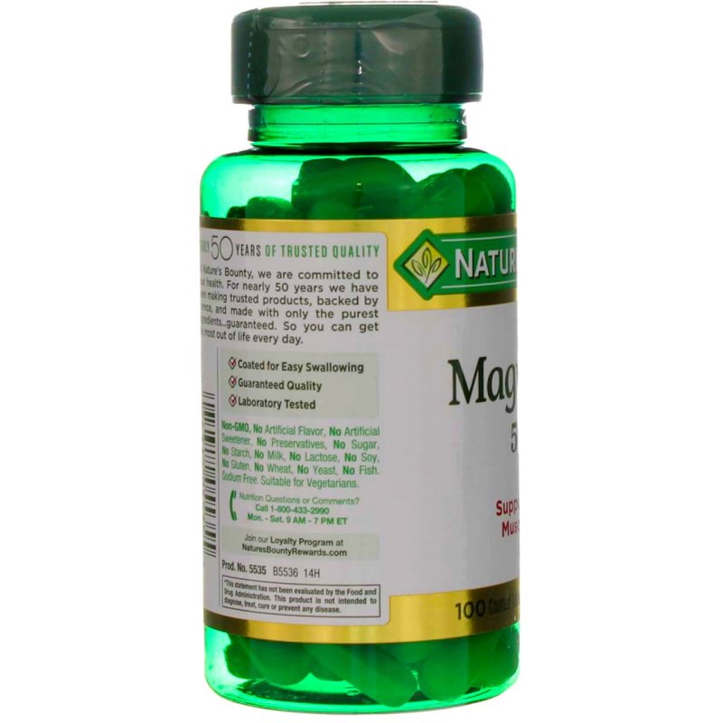 NATURE'S BOUNTY MAGNESIUM 500MG TABLETS 100CT PACK OF 6 FOR OPTIMAL HEALTH
