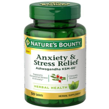 NATURE'S BOUNTY ANXIETY STRESS RELIEF ASHWAGANDHA KSM-66 TABLETS 50 EA 3 PACK