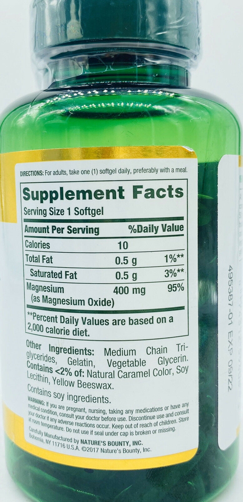 NATURE'S BOUNTY MAGNESIUM 400MG SOFTGEL 75 EA PACK OF 4