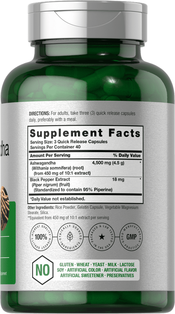 HORBAACH ASHWAGANDHA CAPSULES 4500MG SUPPLEMENT FOR MEN AND WOMEN 120 COUNT