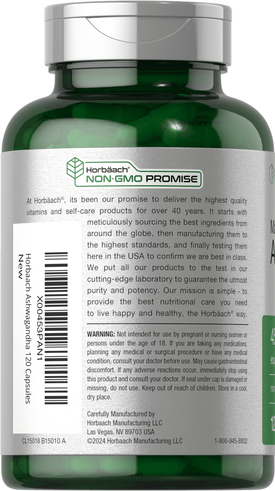 HORBAACH ASHWAGANDHA CAPSULES MAX STRENGTH SUPPLEMENT 120 CAPSULES
