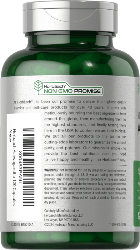 HORBAACH ASHWAGANDHA CAPSULES MAX STRENGTH SUPPLEMENT 120 CAPSULES