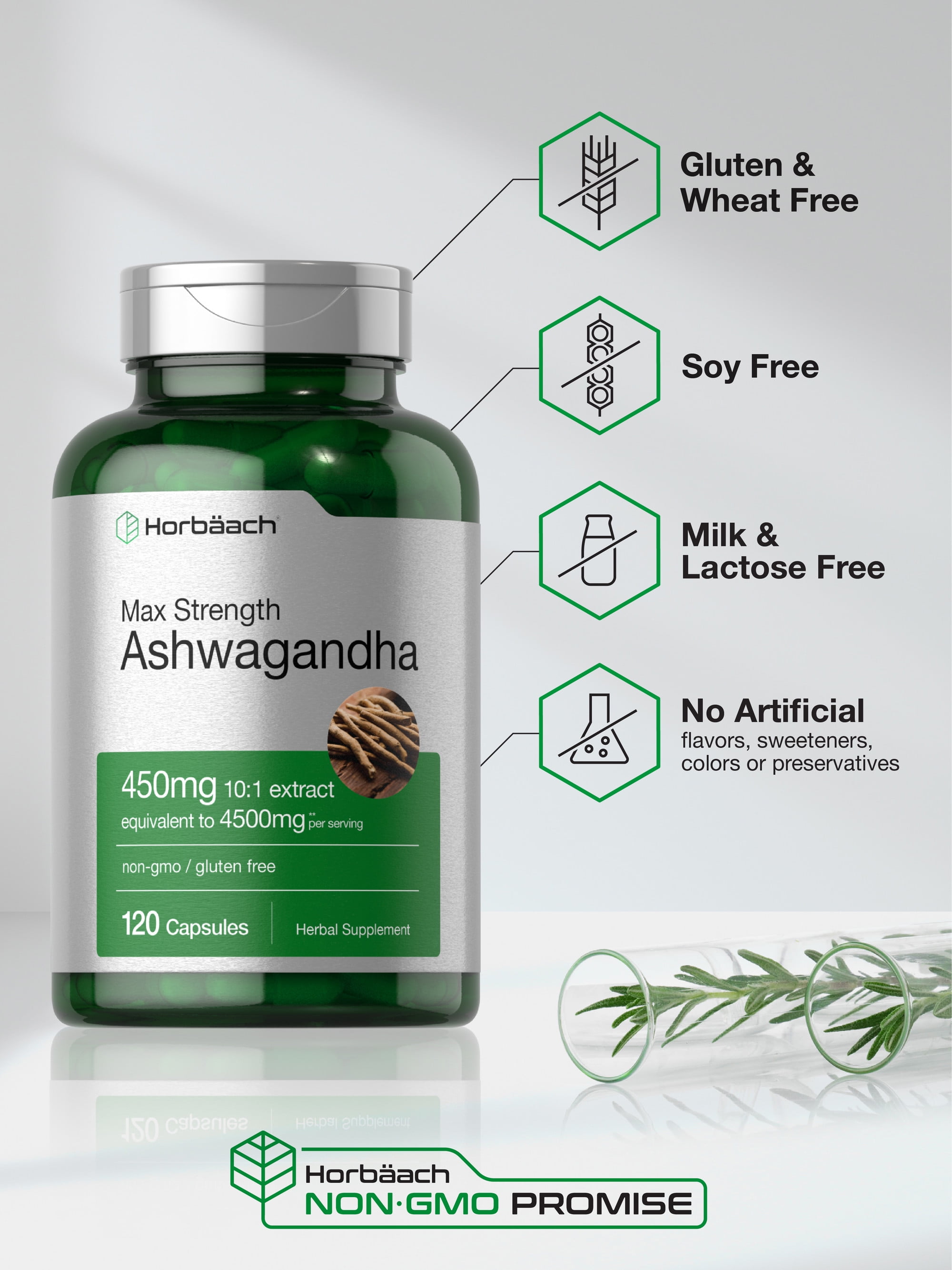HORBAACH ASHWAGANDHA CAPSULES MAX STRENGTH SUPPLEMENT 120 CAPSULES