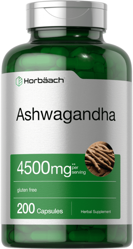 HORBAACH ASHWAGANDHA CAPSULES 4500MG 200 COUNT WITH BLACK PEPPER MEN WOMEN