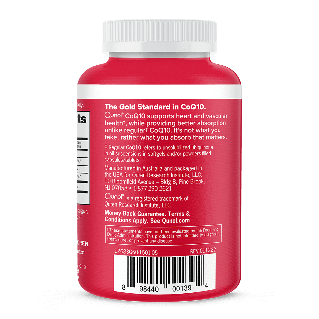 QUNOL COQ10 GUMMIES 100MG ULTRA HIGH ABSORPTION HEART HEALTH SUPPLEMENT 60 COUNT