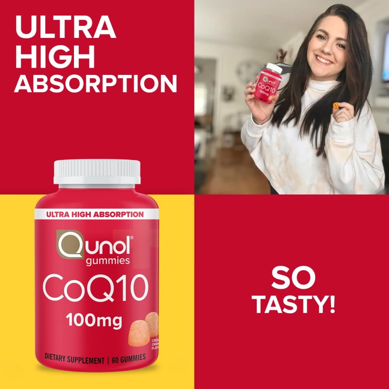 QUNOL COQ10 GUMMIES 100MG ULTRA HIGH ABSORPTION HEART HEALTH SUPPLEMENT 60 COUNT