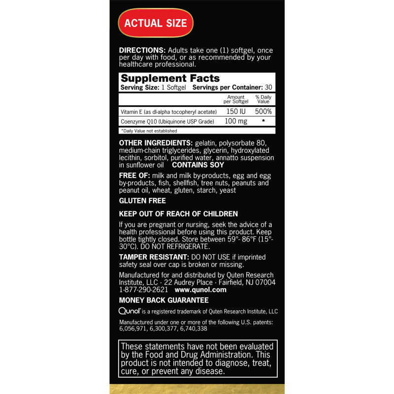 QUNOL ULTRA COQ10 100MG SOFTGELS 30 COUNT BOTTLE FOR BETTER HEART HEALTH AND ENERGY BOOST.