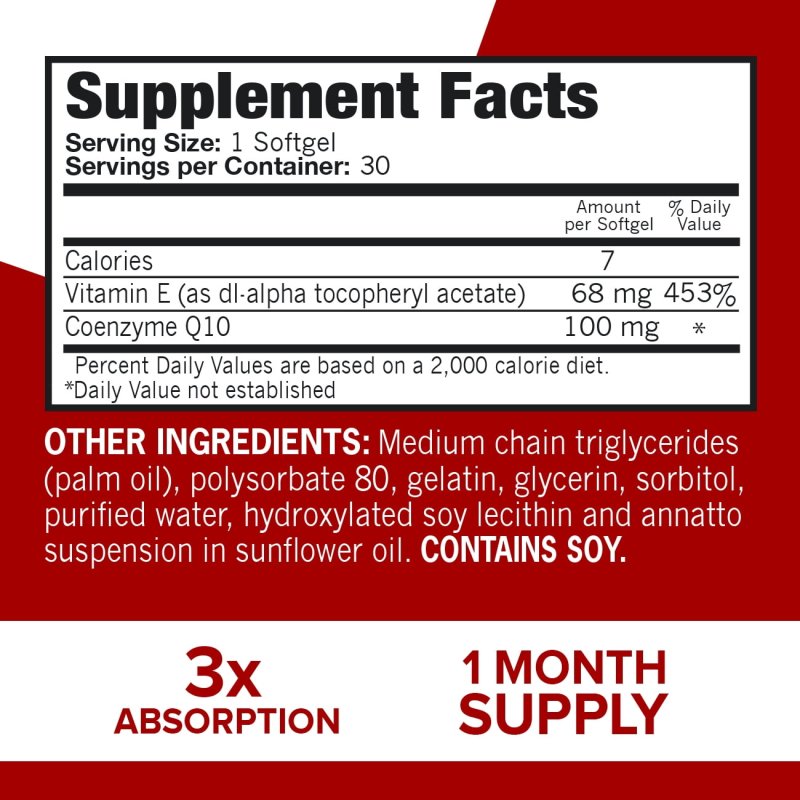 QUNOL ULTRA COQ10 100MG SOFTGELS 30 COUNT BOTTLE FOR BETTER HEART HEALTH AND ENERGY BOOST.