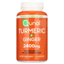 QUNOL TURMERIC CURCUMIN BLACK PEPPER GINGER 2400MG 95% CURCUMINOIDS EXTRA STRENGTH ENHANCED ABSORPTION SUPPORTS HEALTHY INFLAMMATION RESPONSE 105 COUNT