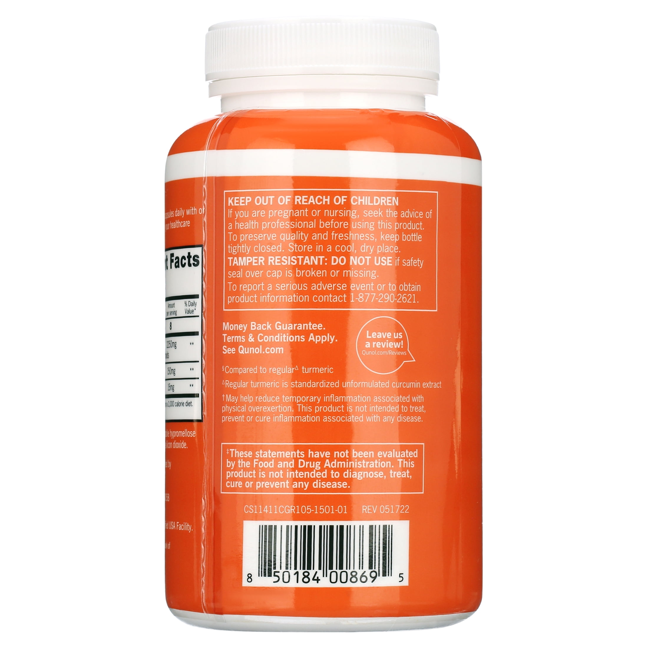 QUNOL TURMERIC CURCUMIN BLACK PEPPER GINGER 2400MG 95% CURCUMINOIDS EXTRA STRENGTH ENHANCED ABSORPTION SUPPORTS HEALTHY INFLAMMATION RESPONSE 105 COUNT