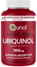 QUNOL MEGA UBIQUINOL 100MG SOFTGELS FOR HEART HEALTH & BLOOD PRESSURE - 100 COUNT