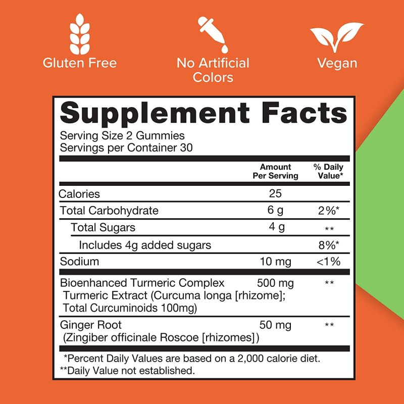 QUNOL TURMERIC GINGER GUMMIES 500MG + 50MG JOINT SUPPORT SUPPLEMENT ULTRA HIGH ABSORPTION TUMERIC GINGER