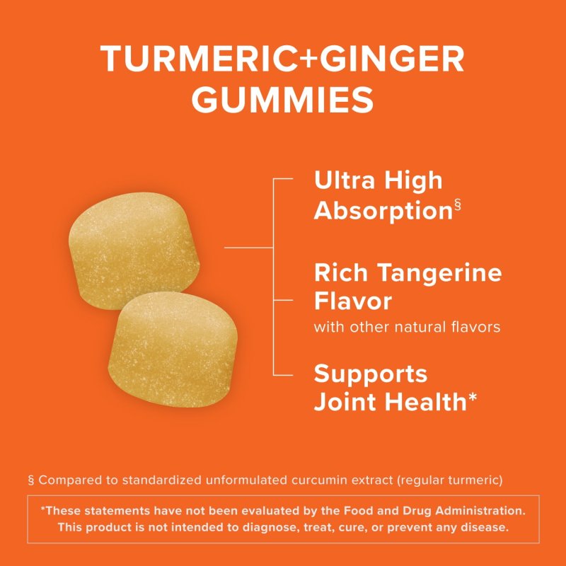 QUNOL TURMERIC GINGER GUMMIES 500MG + 50MG JOINT SUPPORT SUPPLEMENT ULTRA HIGH ABSORPTION TUMERIC GINGER