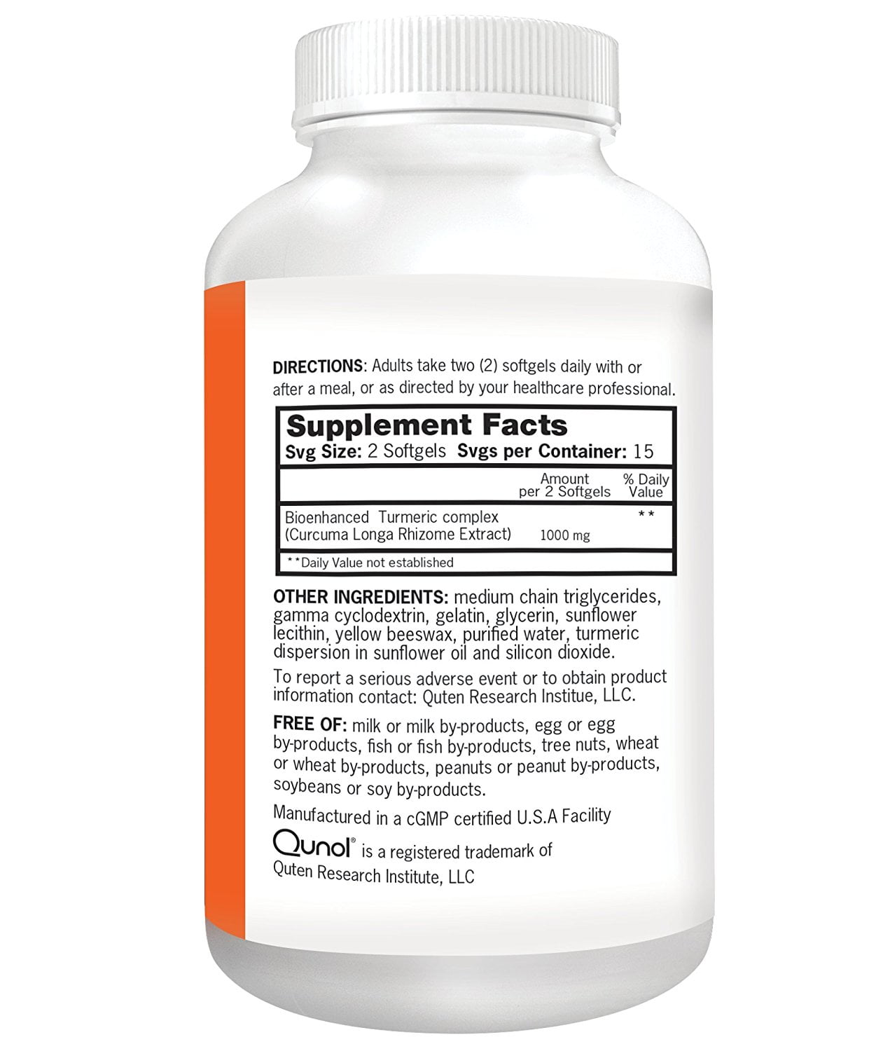 QUNOL TURMERIC CURCUMIN 1000MG HIGH ABSORPTION FOR JOINT SUPPORT 30 SOFTGELS