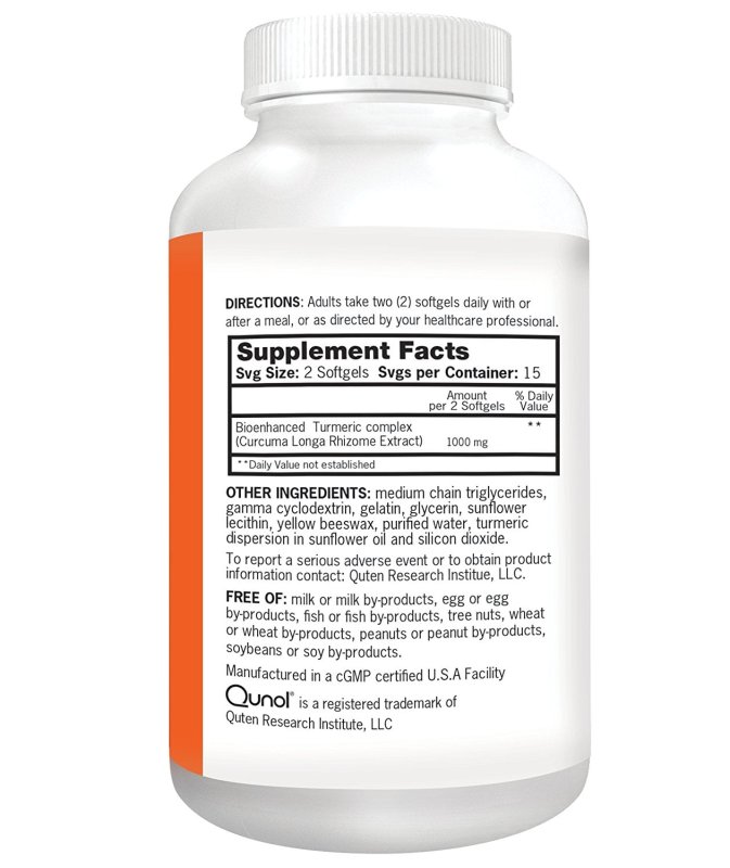 QUNOL TURMERIC CURCUMIN 1000MG HIGH ABSORPTION FOR JOINT SUPPORT 30 SOFTGELS