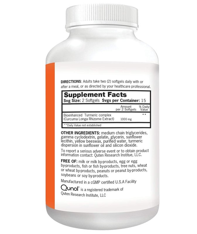QUNOL TURMERIC CURCUMIN 1000MG HIGH ABSORPTION FOR JOINT SUPPORT 30 SOFTGELS