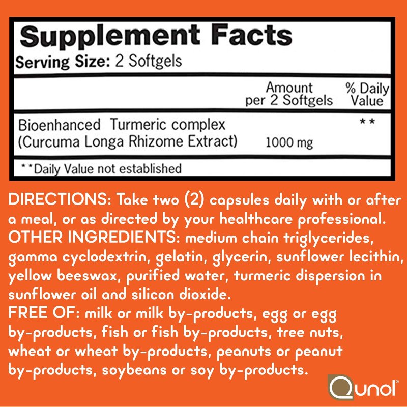 QUNOL TURMERIC CURCUMIN 1000MG ULTRA HIGH ABSORPTION SOFTGELS - 120 COUNT