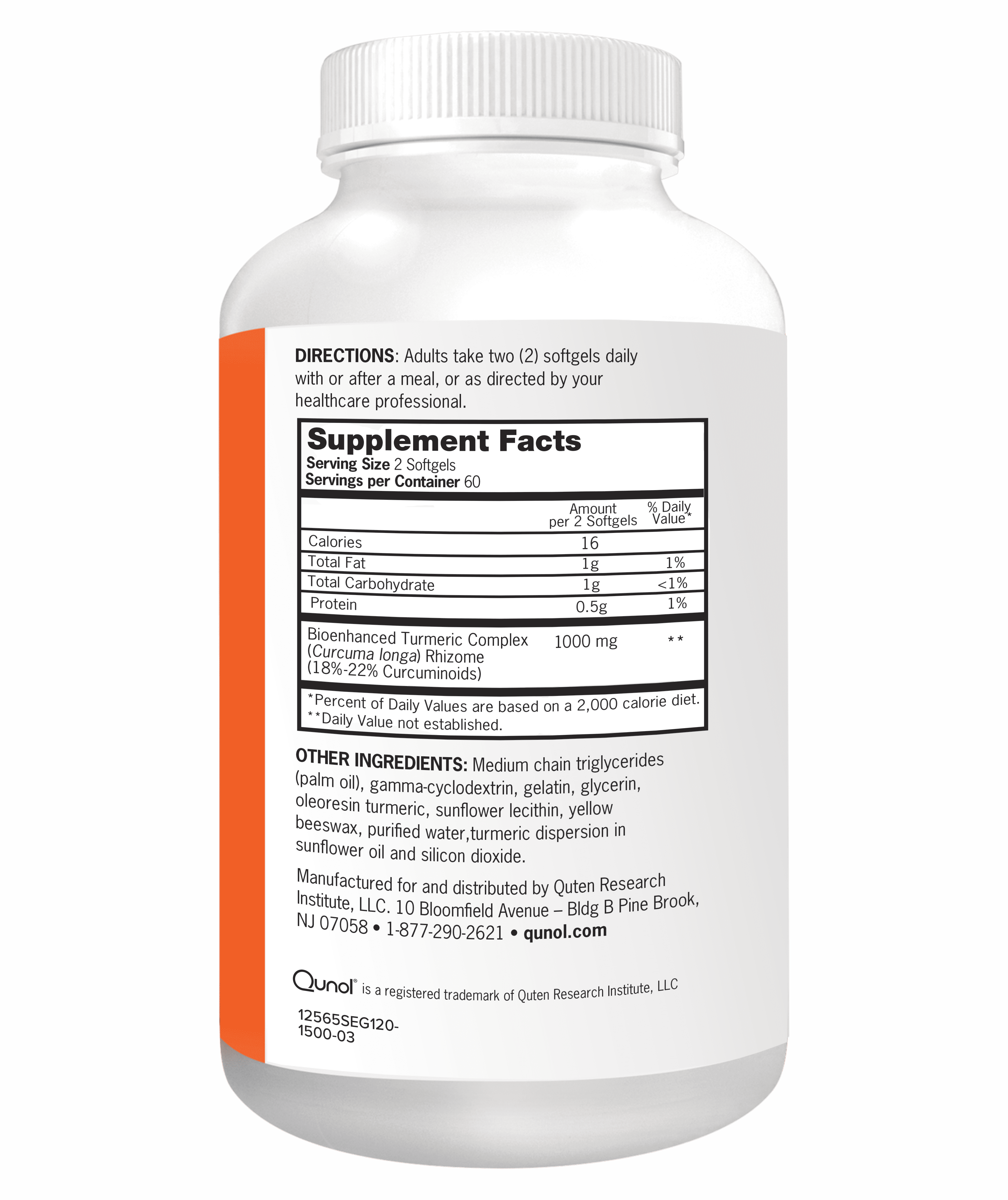QUNOL TURMERIC CURCUMIN 1000MG ULTRA HIGH ABSORPTION SOFTGELS - 120 COUNT