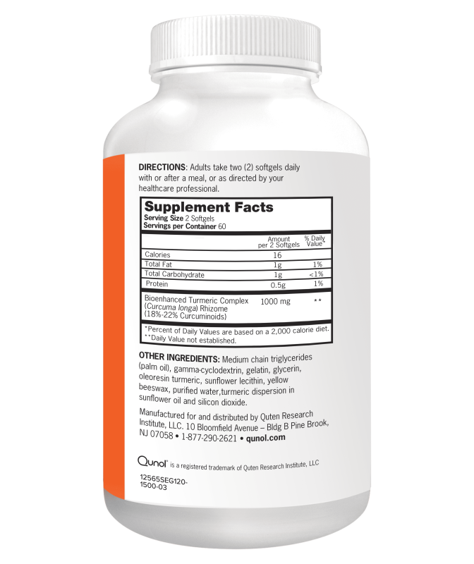 QUNOL TURMERIC CURCUMIN 1000MG ULTRA HIGH ABSORPTION SOFTGELS - 120 COUNT