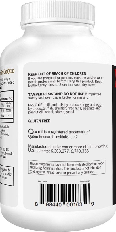QUNOL ULTRA COQ10 SOFTGEL 100MG 3X BETTER ABSORPTION HEATHY HEART DIETARY SUPPLEMENT 40 COUNT