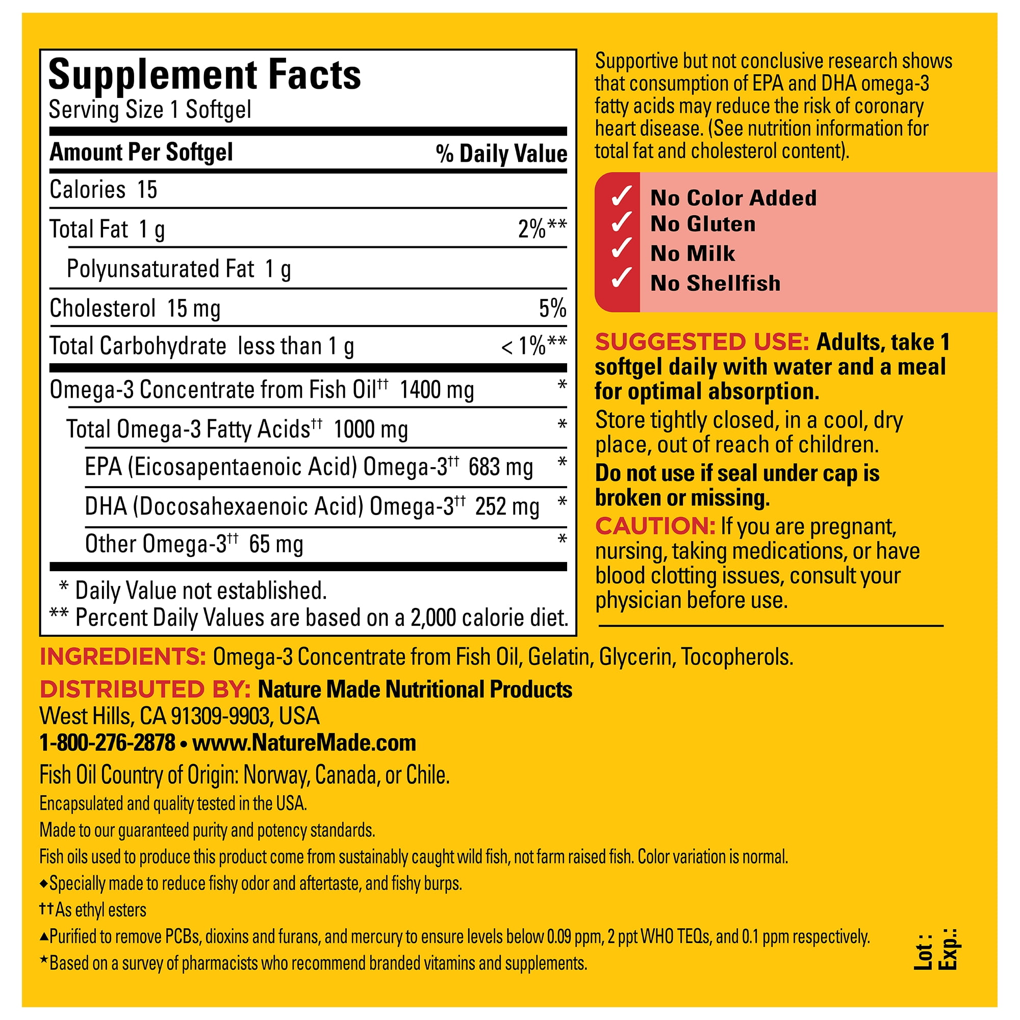 NATURE MADE BURP LESS ULTRA OMEGA 3 FISH OIL 1400 MG SOFTGELS FISH OIL SUPPLEMENTS 100 COUNT