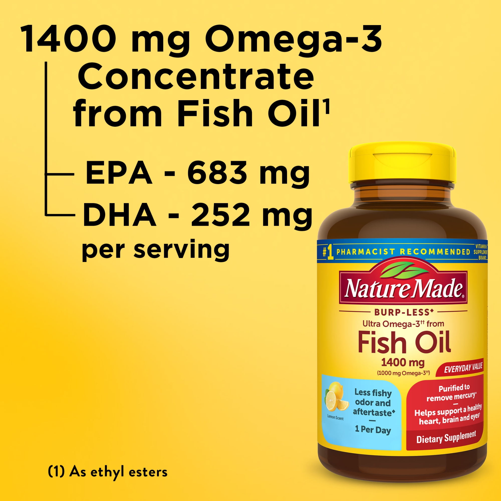 NATURE MADE BURP LESS ULTRA OMEGA 3 FISH OIL 1400 MG SOFTGELS FISH OIL SUPPLEMENTS 100 COUNT