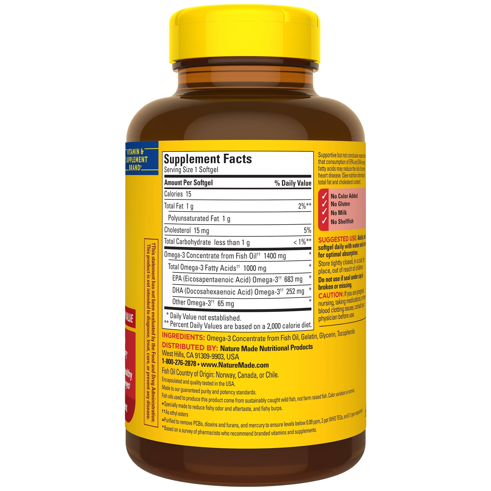 NATURE MADE BURP LESS ULTRA OMEGA 3 FISH OIL 1400 MG SOFTGELS FISH OIL SUPPLEMENTS 100 COUNT