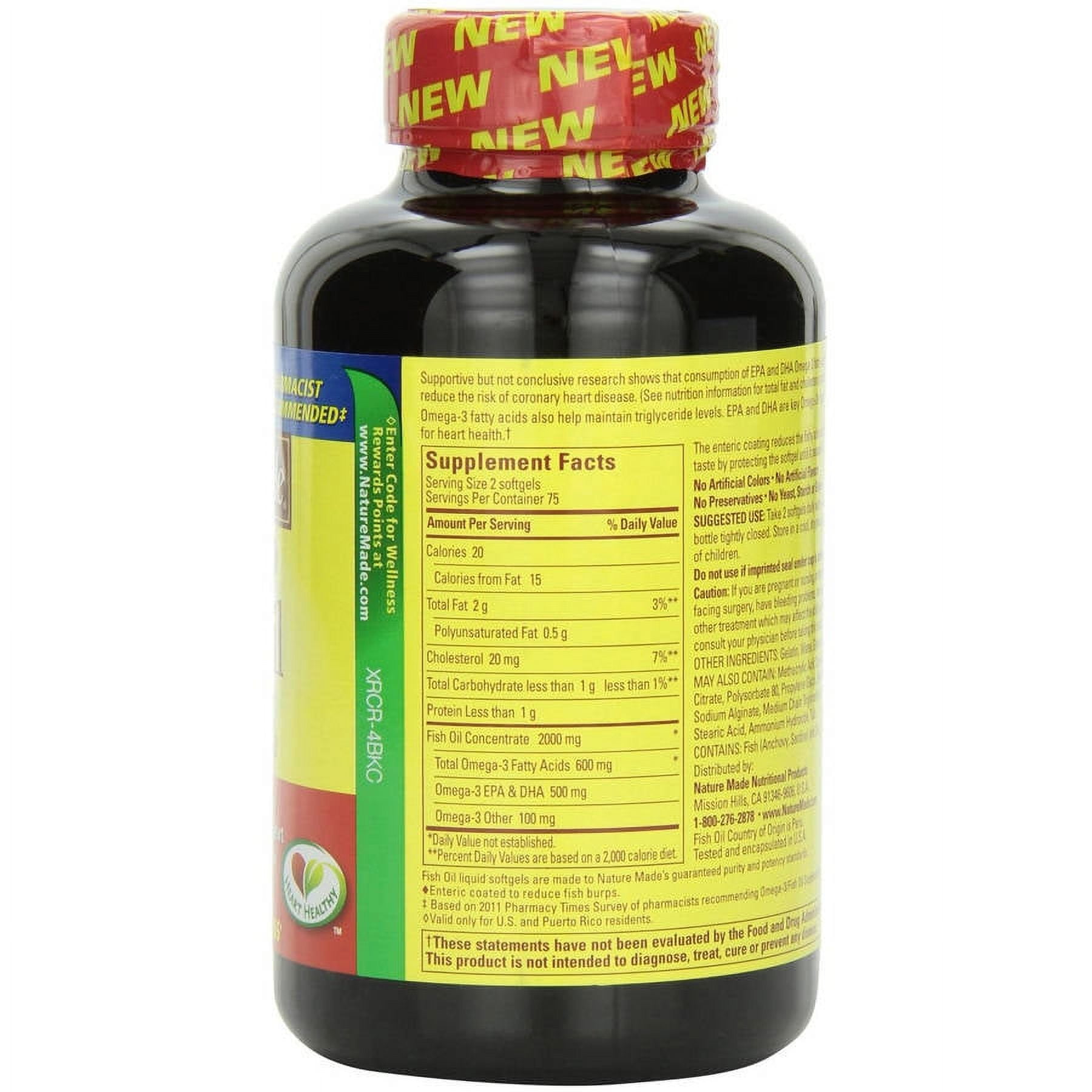 NATURE MADE FISH OIL 1000MG 150CT LIQUID SOFTGELS FOR HEALTHY LIVING