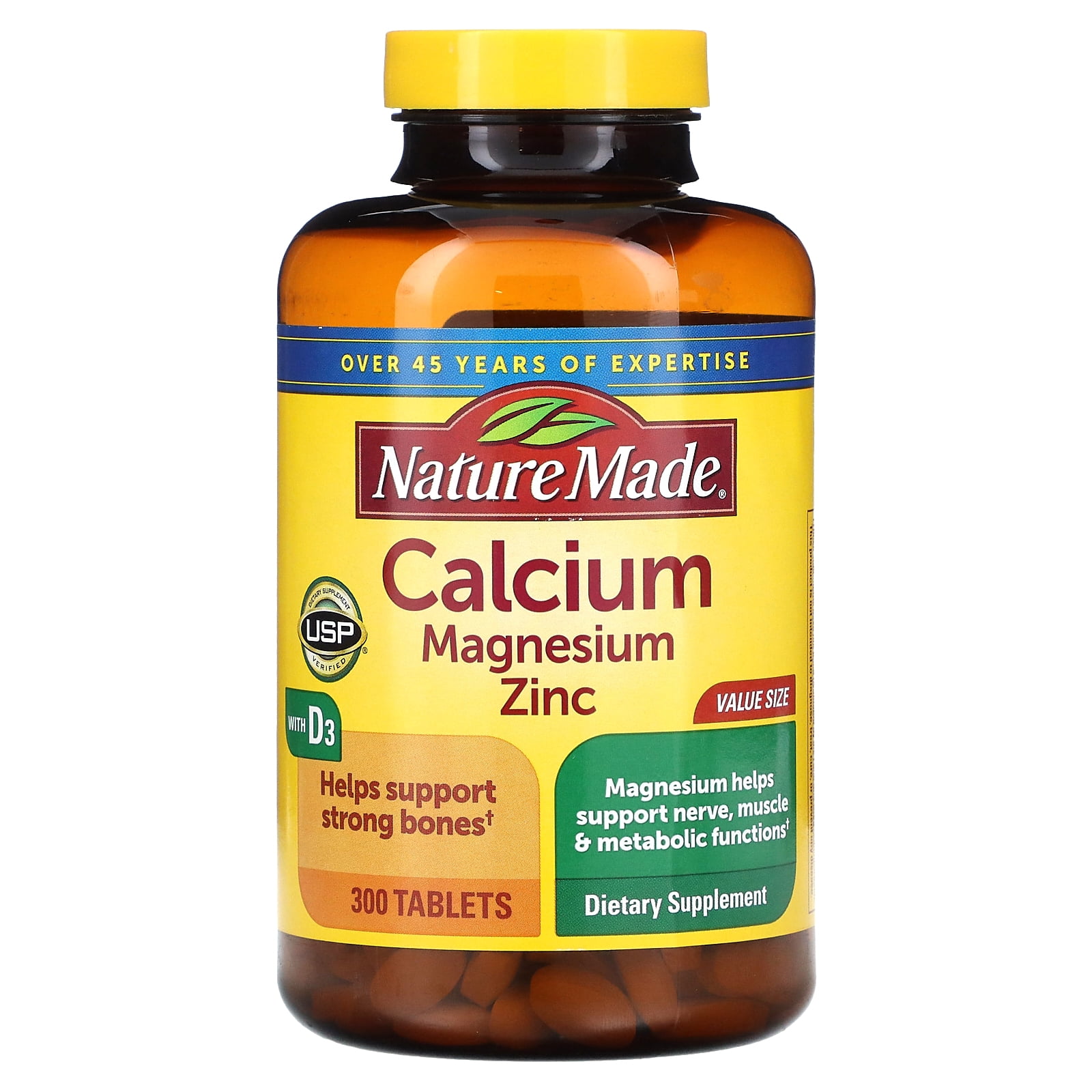 NATURE MADE CALCIUM MAGNESIUM ZINC VITAMIN D TABLETS 300 CT FOR STRONG BONES