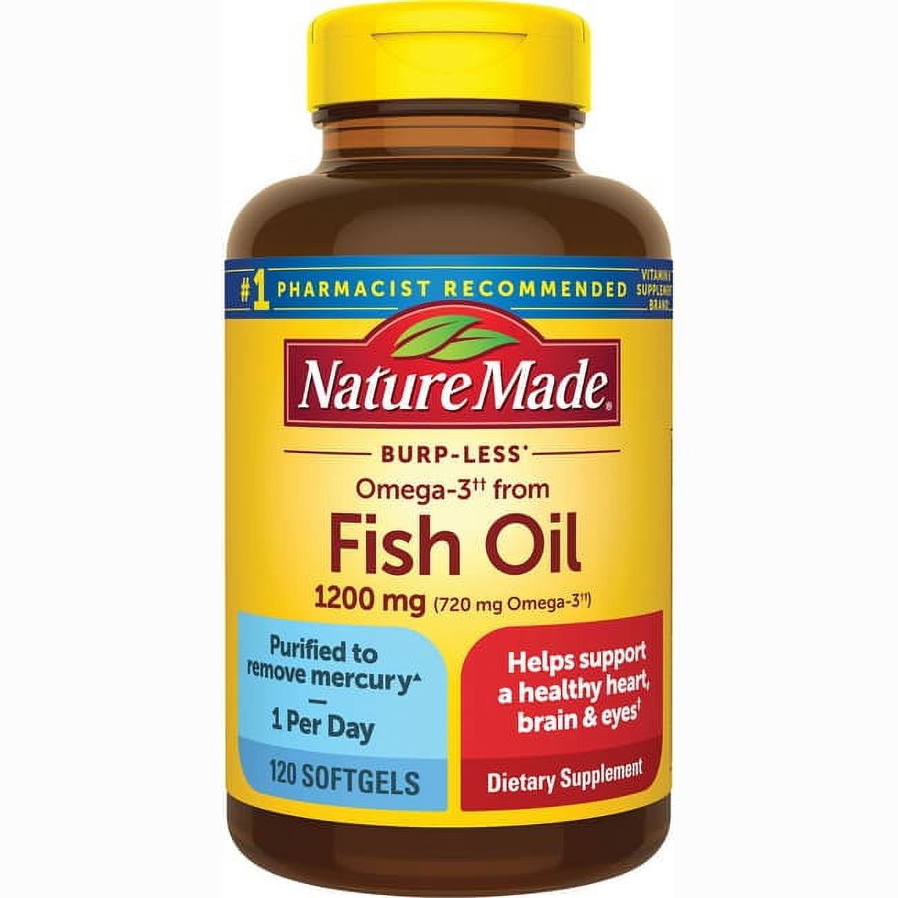 NATURE MADE FISH OIL 1200 MG 120 CT LIQUID SOFTGELS DIETARY SUPPLEMENT FOR HEALTHY LIVING