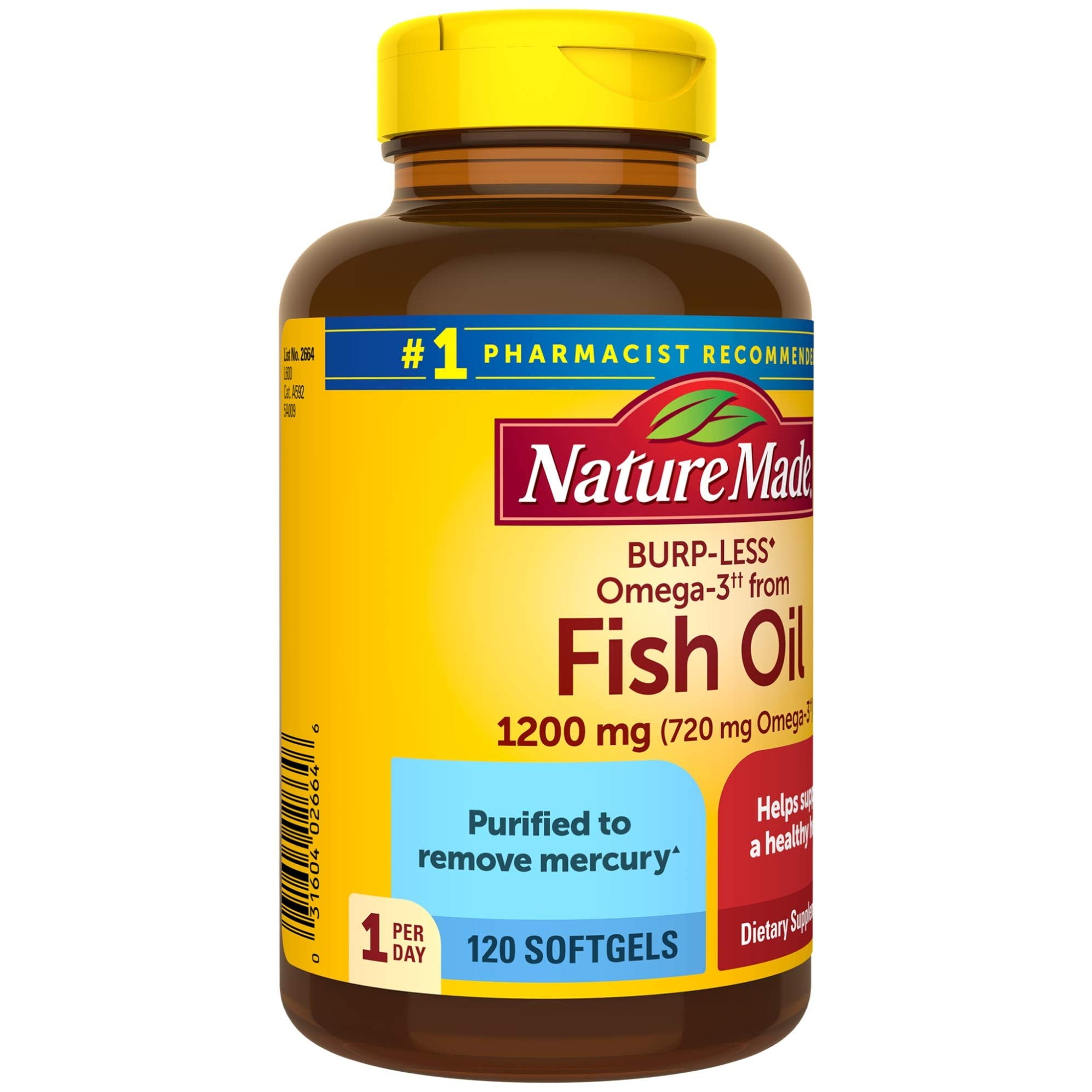 NATURE MADE FISH OIL 1200 MG 120 CT LIQUID SOFTGELS DIETARY SUPPLEMENT FOR HEALTHY LIVING