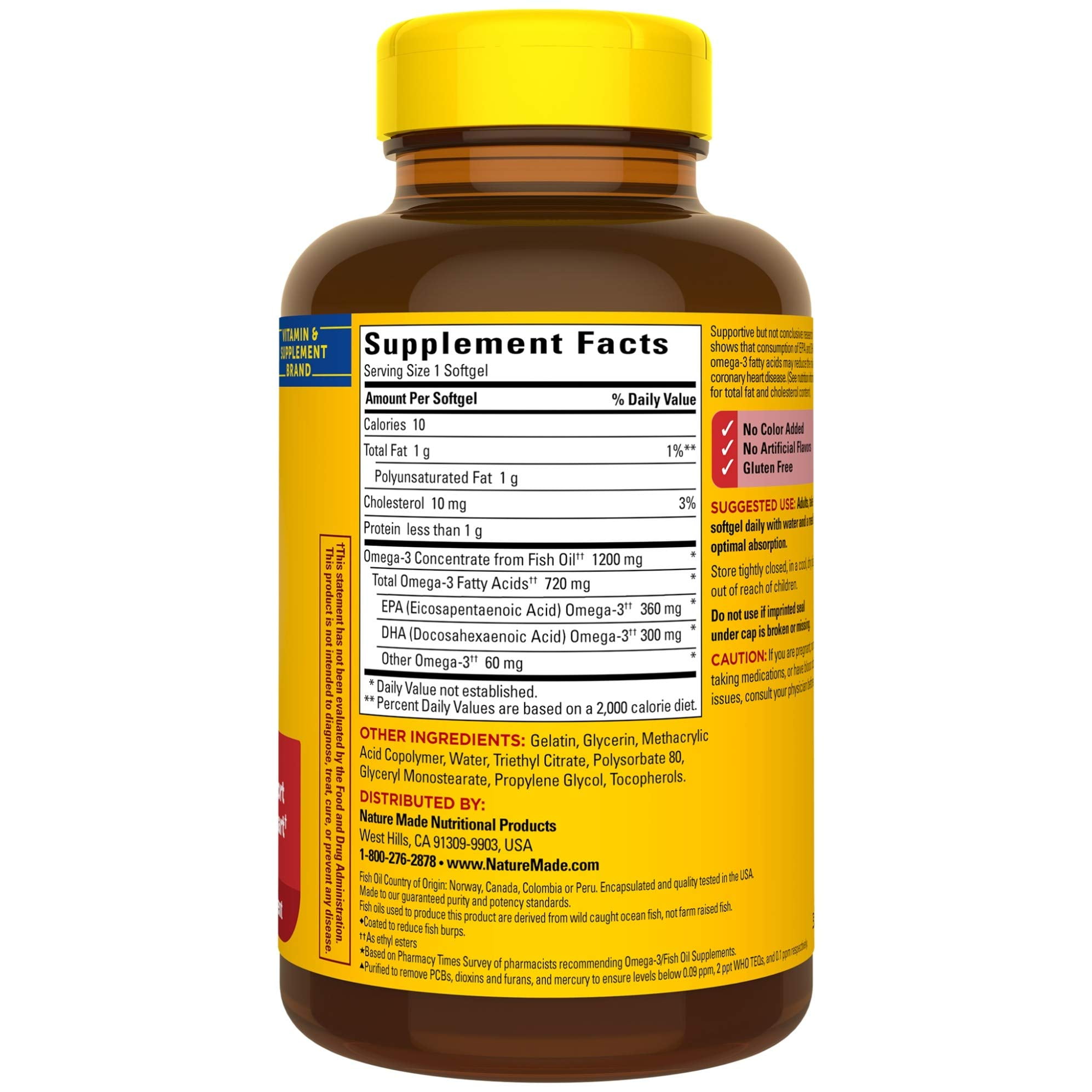 NATURE MADE FISH OIL 1200 MG 120 CT LIQUID SOFTGELS DIETARY SUPPLEMENT FOR HEALTHY LIVING