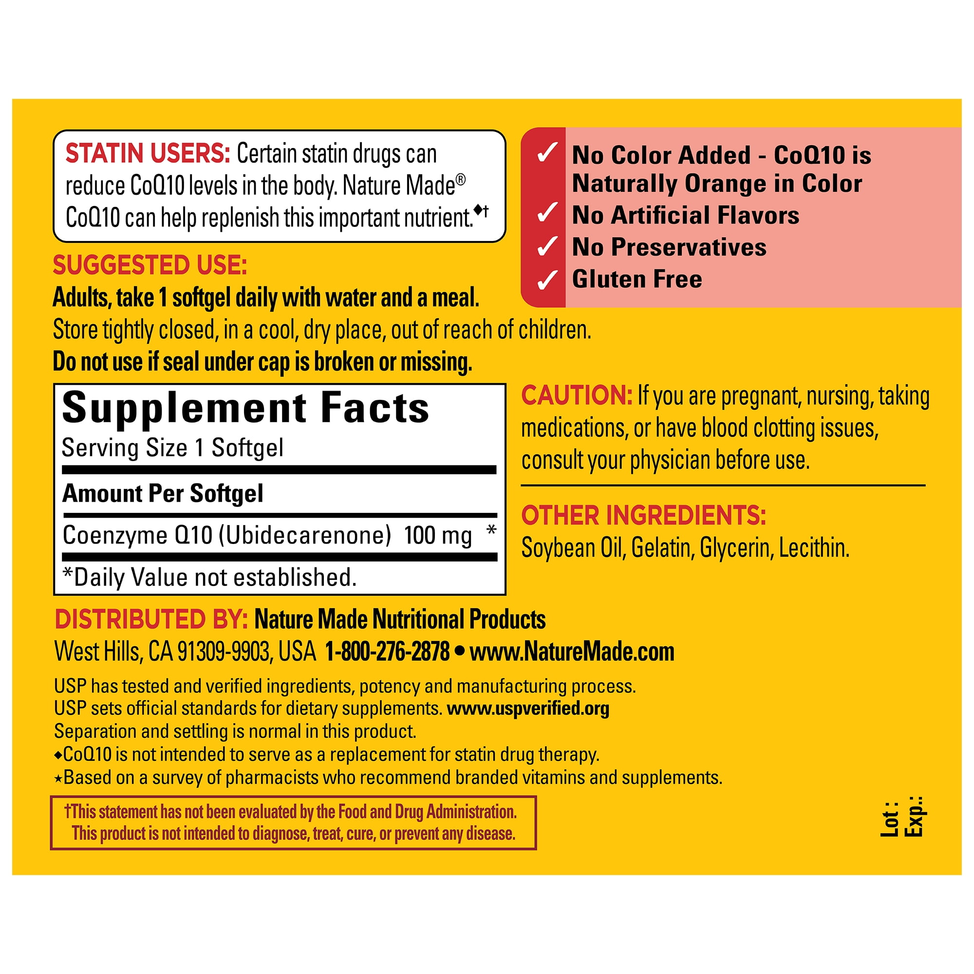 NATURE MADE COQ10 100MG SOFTGELS HEART HEALTH SUPPORT 72 COUNT