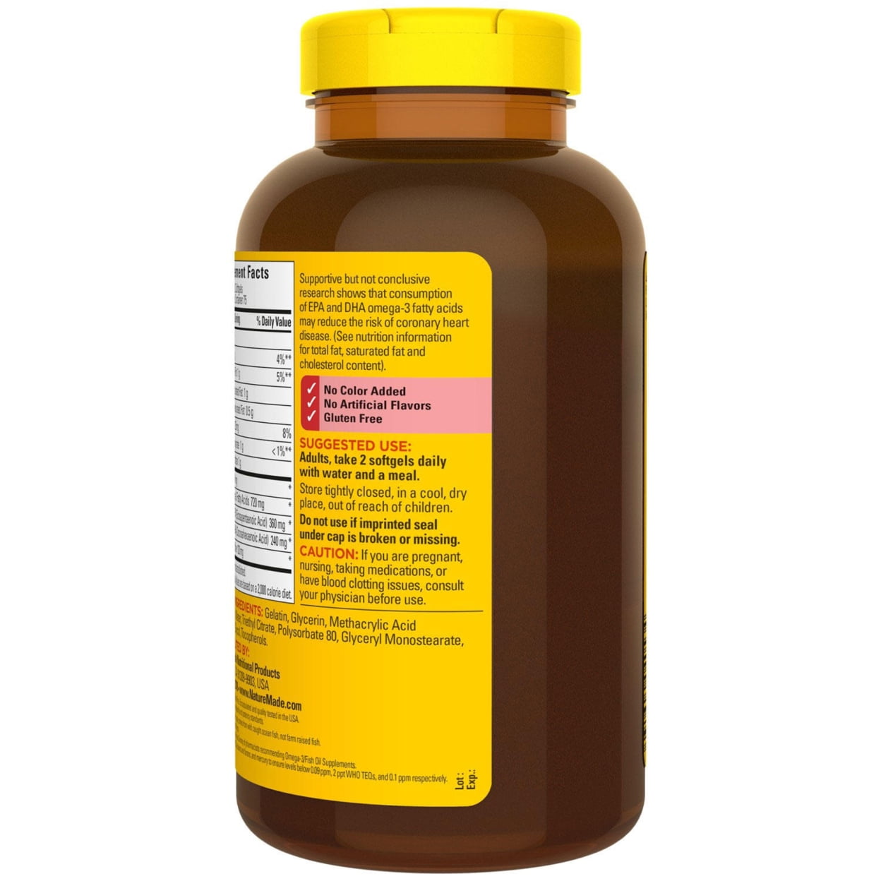 NATURE MADE BURP LESS FISH OIL 1200MG SOFTGELS HEART HEALTH SUPPORT 150 CT