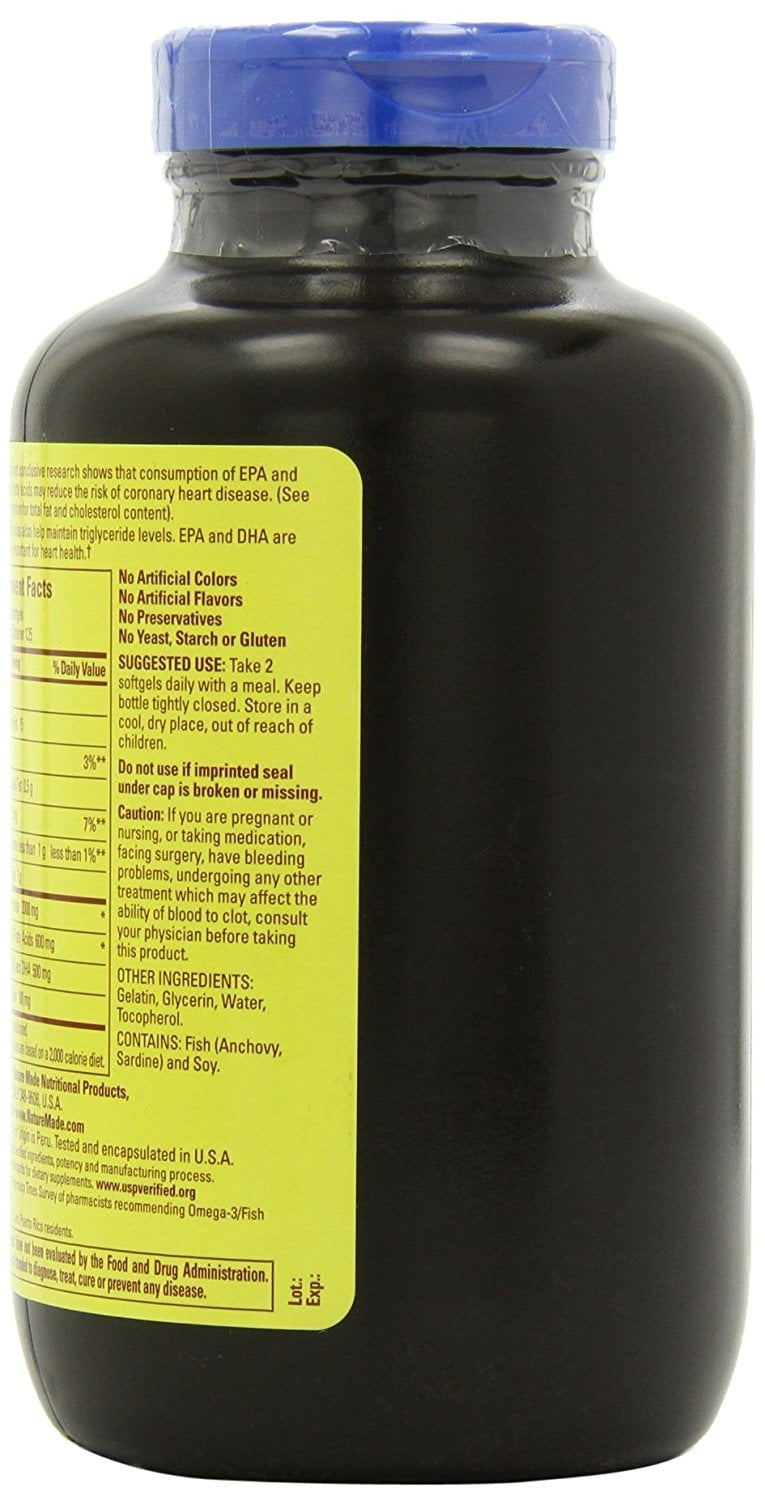 NATURE MADE 1000MG FISH OIL SOFTGELS OMEGA 3 HEART HEALTH SUPPLEMENT - 250CT