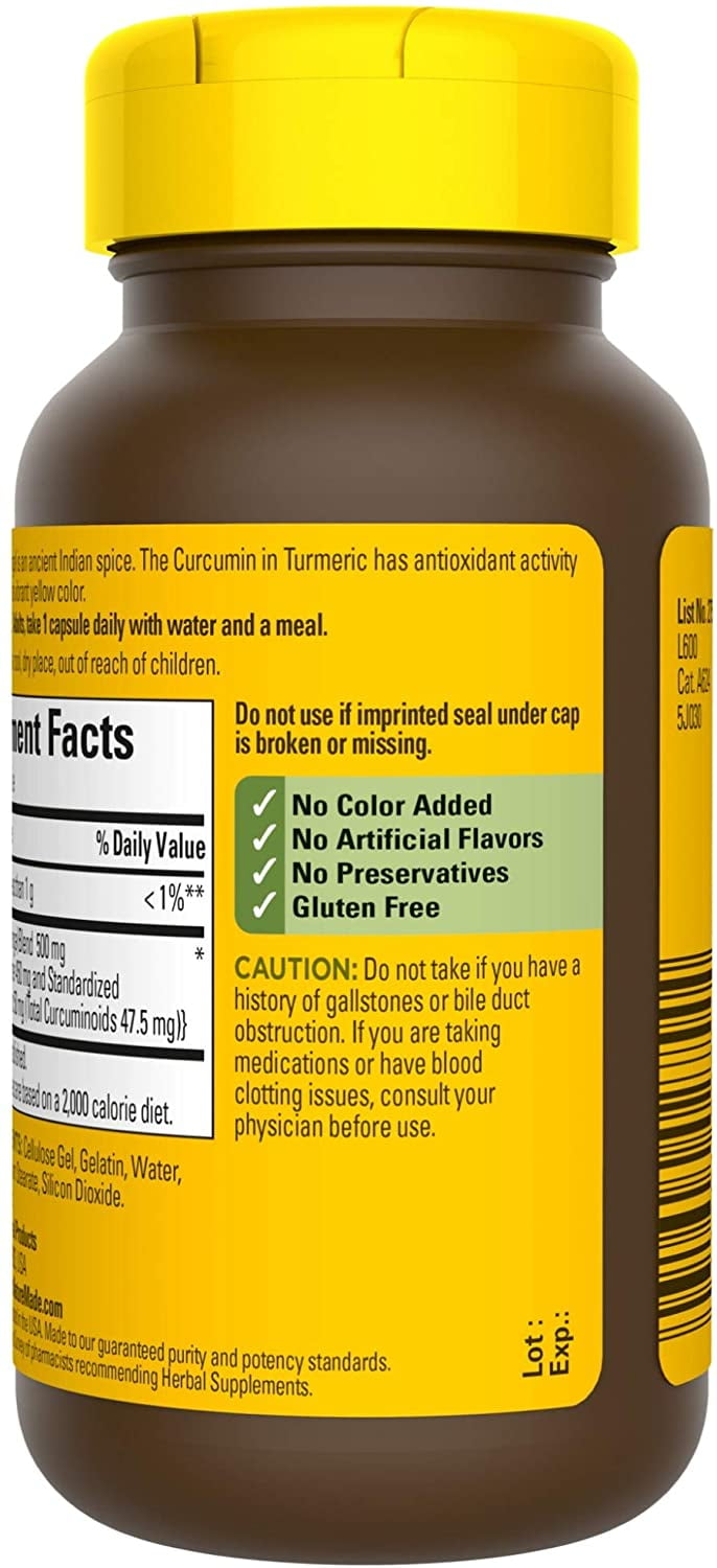 NATURE MADE TURMERIC CURCUMIN ANTIOXIDANT BENEFITS STANDARDIZED EXTRACT 60 CAPSULES 3 PACK