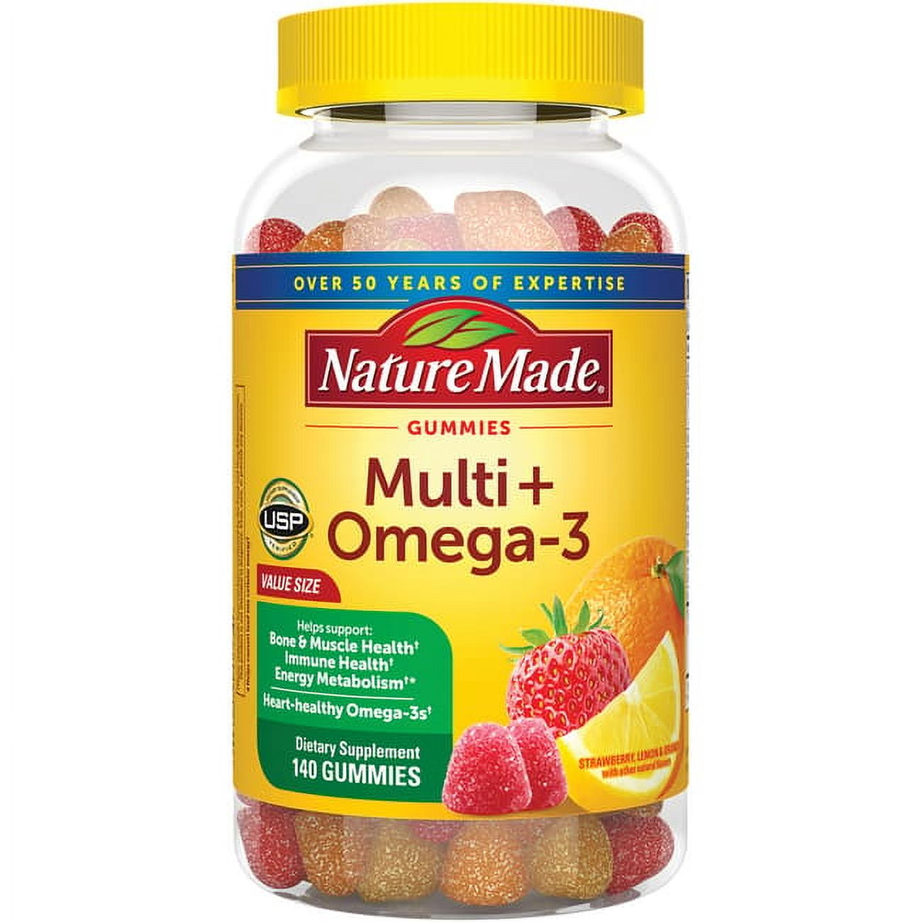 NATURE MADE MULTI OMEGA-3 GUMMIES STRAWBERRY LEMON ORANGE 140 GUMMIES