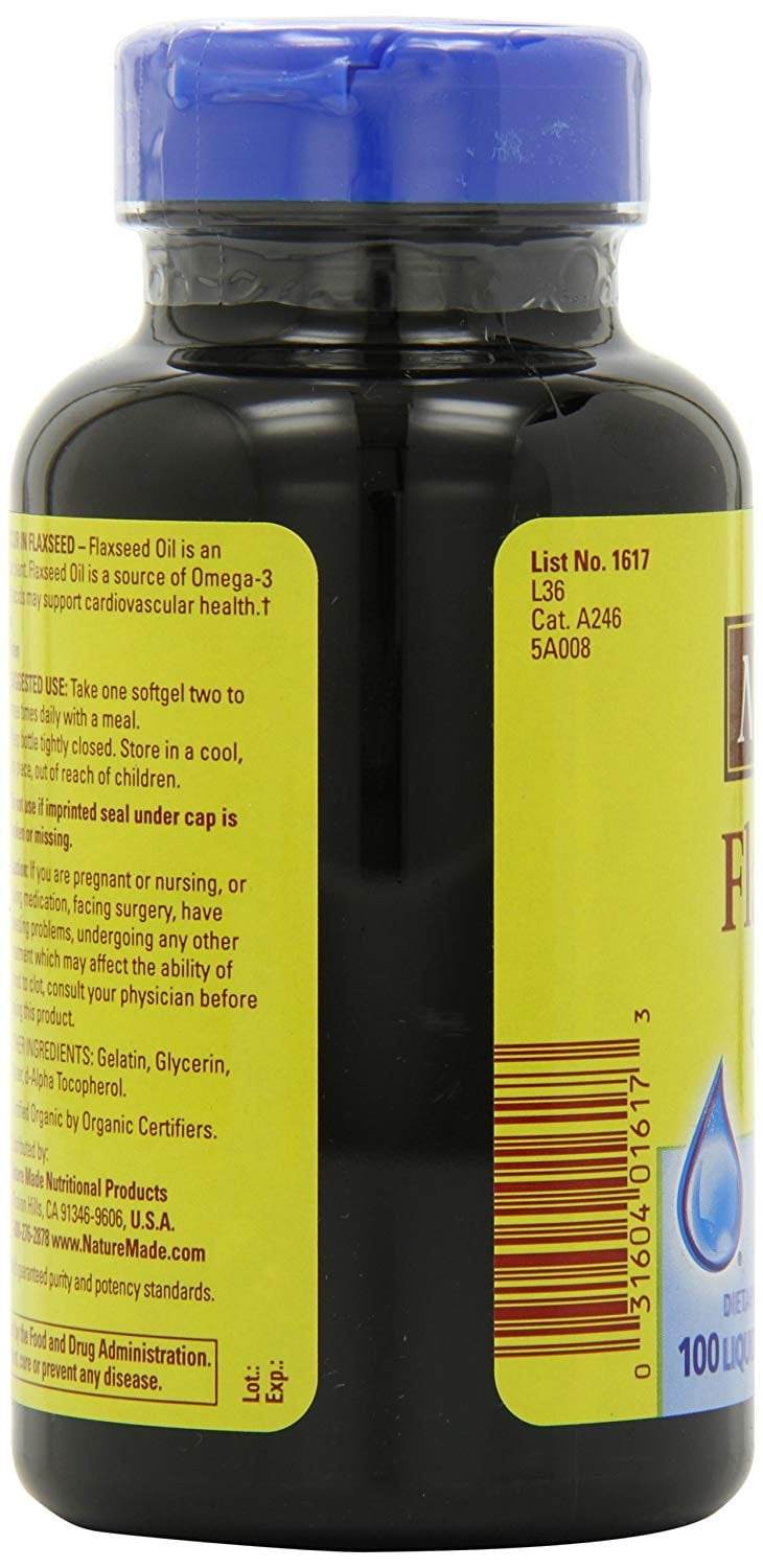 NATURE MADE FLAXSEED OIL 1000MG SOFTGELS 100 COUNT FOR HEALTHY LIVING