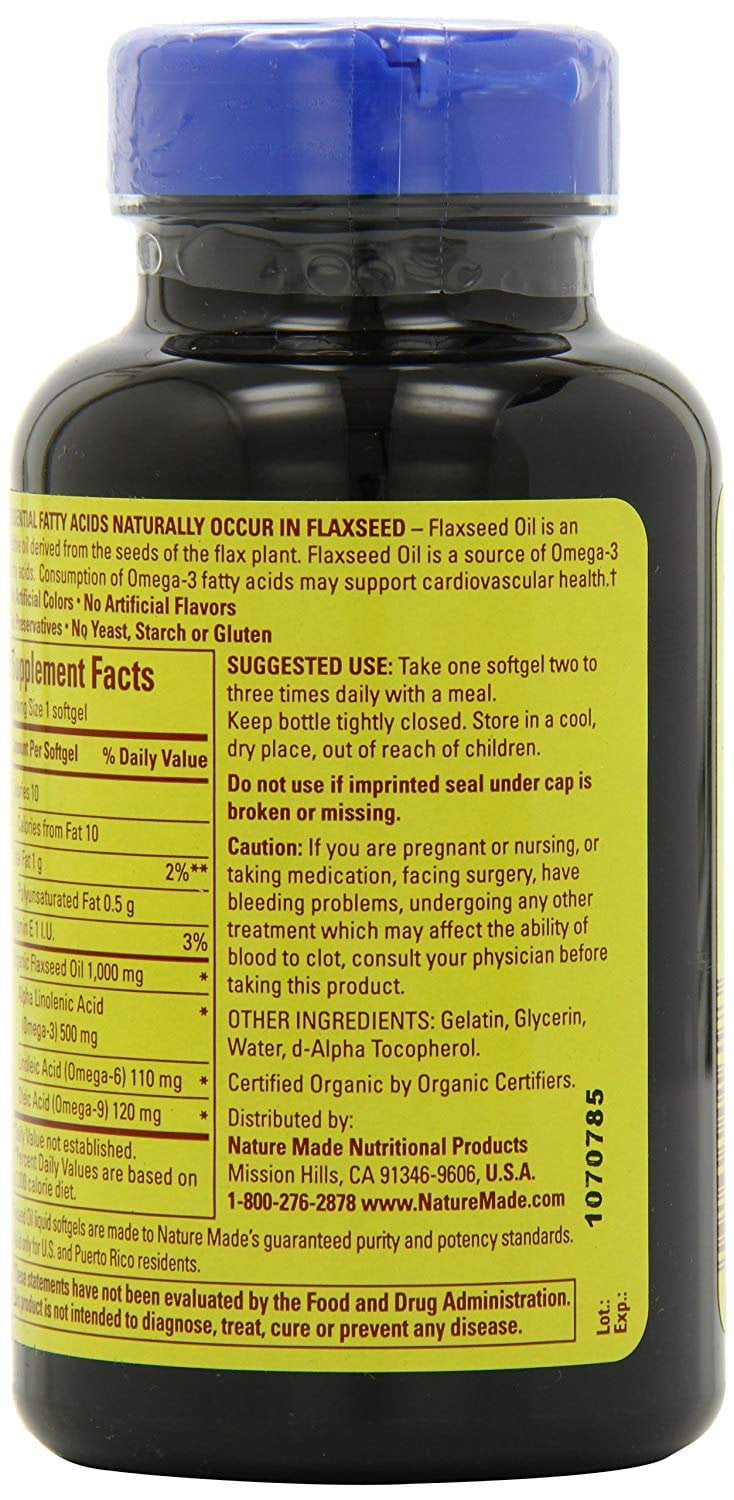 NATURE MADE FLAXSEED OIL 1000MG SOFTGELS 100 COUNT FOR HEALTHY LIVING