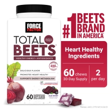 FORCE FACTOR TOTAL BEETS BEET ROOT SOFT CHEW SUPPLEMENT 60 CHEWS BEETROOT GUMMIES