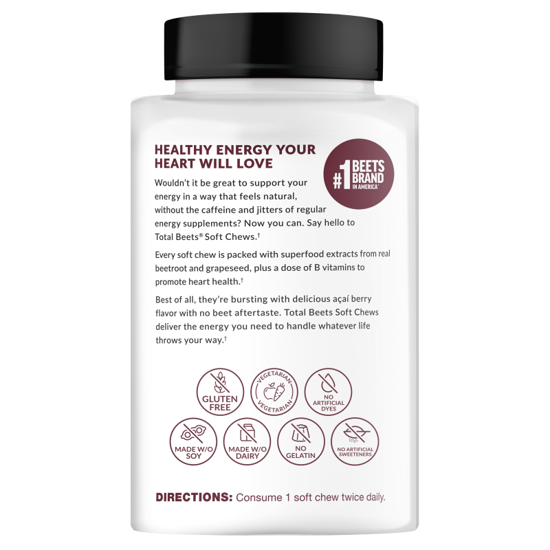 FORCE FACTOR TOTAL BEETS BEET ROOT SOFT CHEW SUPPLEMENT 60 CHEWS BEETROOT GUMMIES