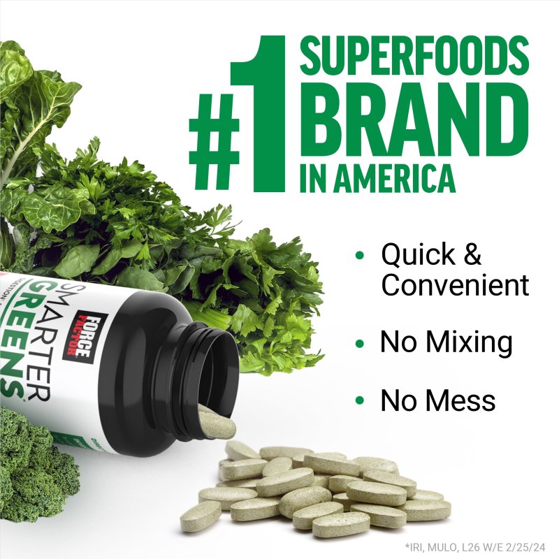 FORCE FACTOR SMARTER GREENS SUPERFOOD SUPPLEMENT 90 TABLETS