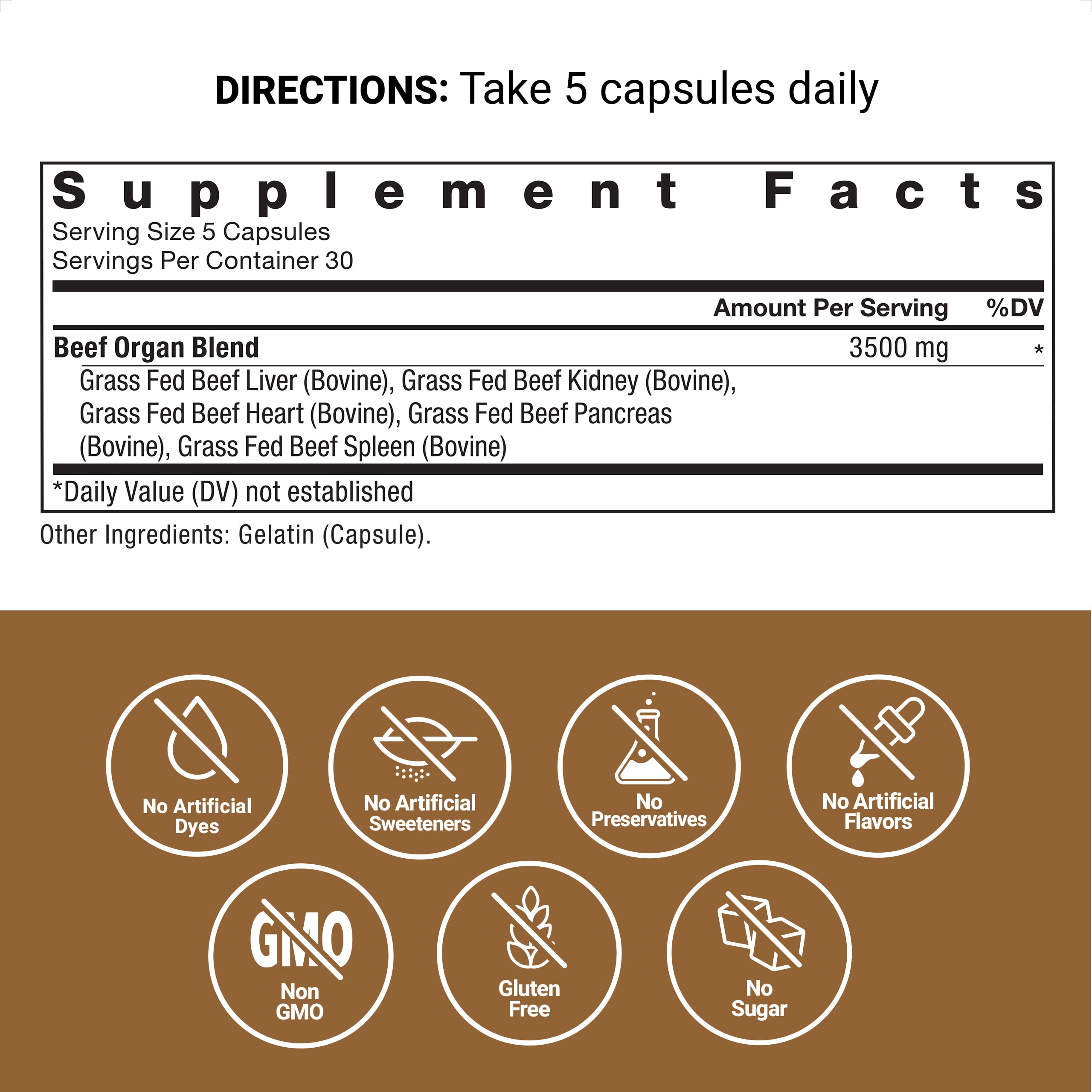 FORCE FACTOR PRIMAL ORIGINS BEEF ORGAN SUPPLEMENT - PASTURE-RAISED GRASS FED BEEF - 150 CAPSULES