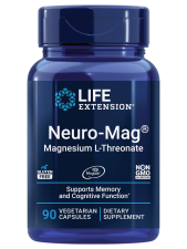 LIFE EXTENSION NEURO MAG MAGNESIUM L-THREONATE BRAIN HEALTH MEMORY ATTENTION GLUTEN FREE VEGETARIAN NON-GMO 90 VEGETARIAN CAPSULES