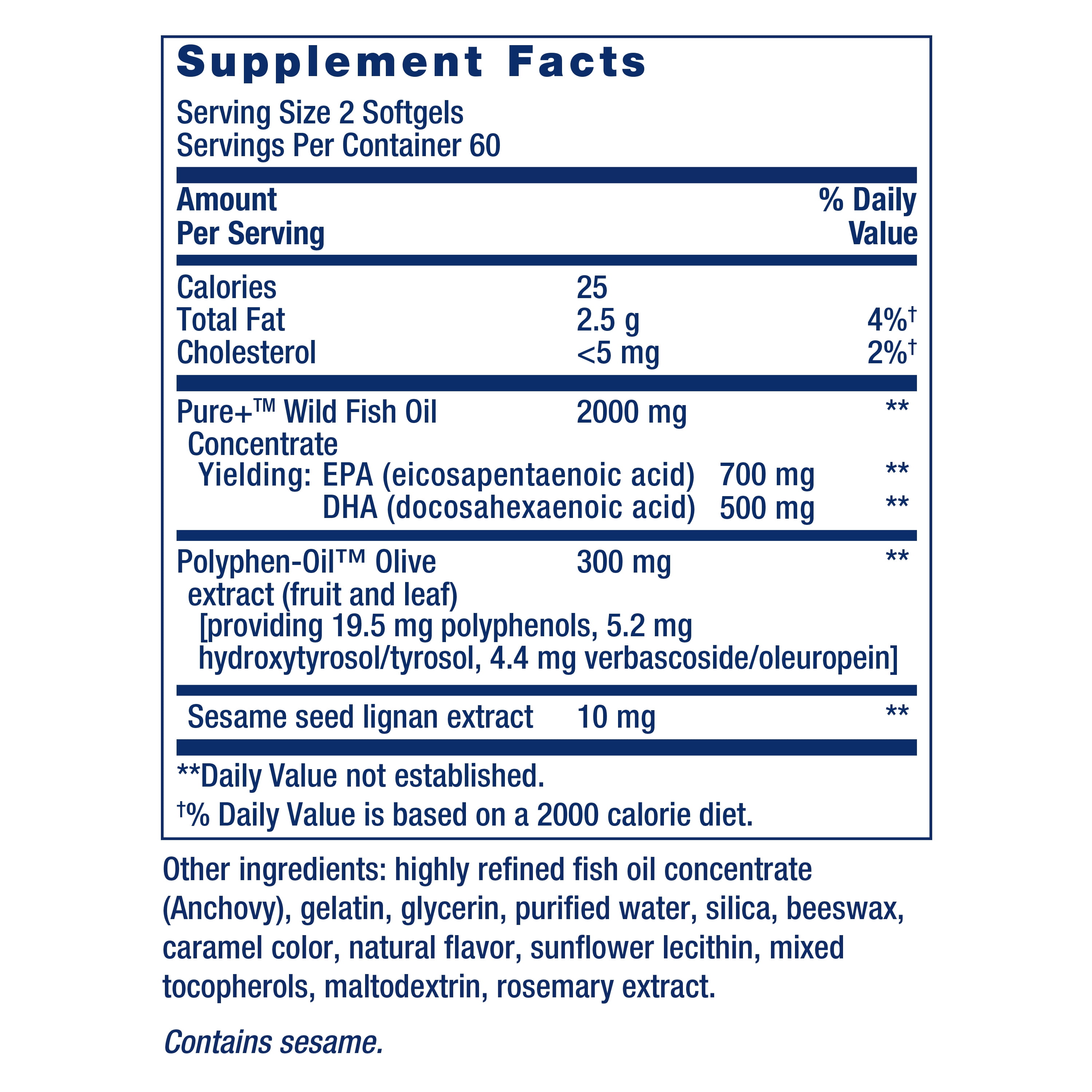 LIFE EXTENSION SUPER OMEGA-3 FISH OIL WITH SESAME LIGNANS & OLIVE EXTRACT - HEART, BRAIN HEALTH - INFLAMMATION MANAGEMENT - GLUTEN-FREE & NON-GMO - 120 SOFTGELS