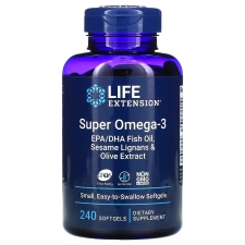 LIFE EXTENSION SUPER OMEGA-3 EPA DHA FISH OIL SESAME LIGNANS OLIVE EXTRACT 240 SOFTGELS HEART BRAIN SUPPORT