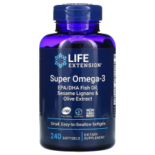 LIFE EXTENSION SUPER OMEGA-3 EPA DHA FISH OIL SESAME LIGNANS OLIVE EXTRACT 240 SOFTGELS HEART BRAIN SUPPORT