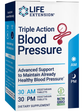 LIFE EXTENSION TRIPLE ACTION BLOOD PRESSURE SUPPORT WITH FLAVONOID QUERCETIN GLUTEN FREE NON-GMO 30 AM VEGETARIAN TABLETS