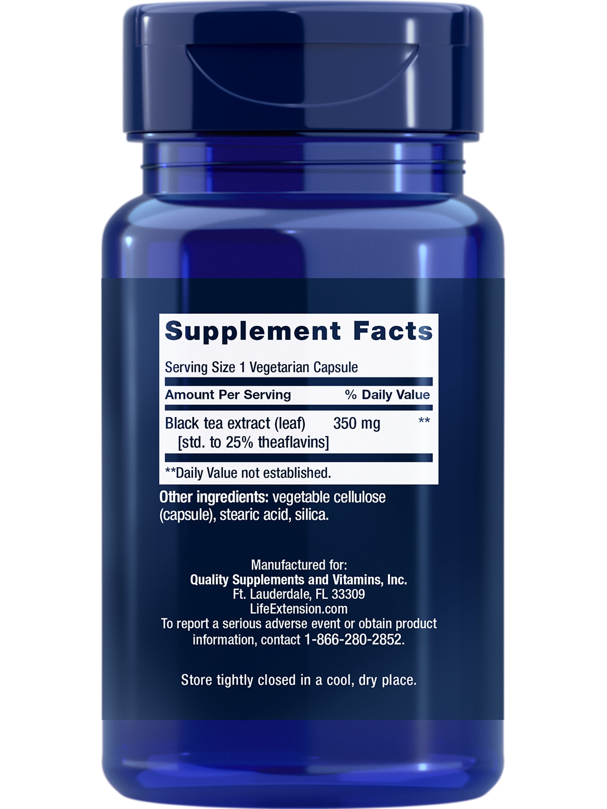 LIFE EXTENSION THEAFLAVIN EXTRACT TEA LEAF FLAVONOIDS ARTERIAL HEALTH SUPPORT CHOLESTEROL ANTIOXIDANT GLUTEN-FREE NON-GMO VEGETARIAN 30 CAPSULES