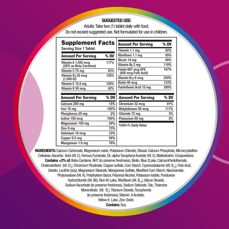CENTRUM WOMEN'S MULTIVITAMIN WITH IRON, VITAMINS D3, B & ANTIOXIDANTS 65 COUNT
